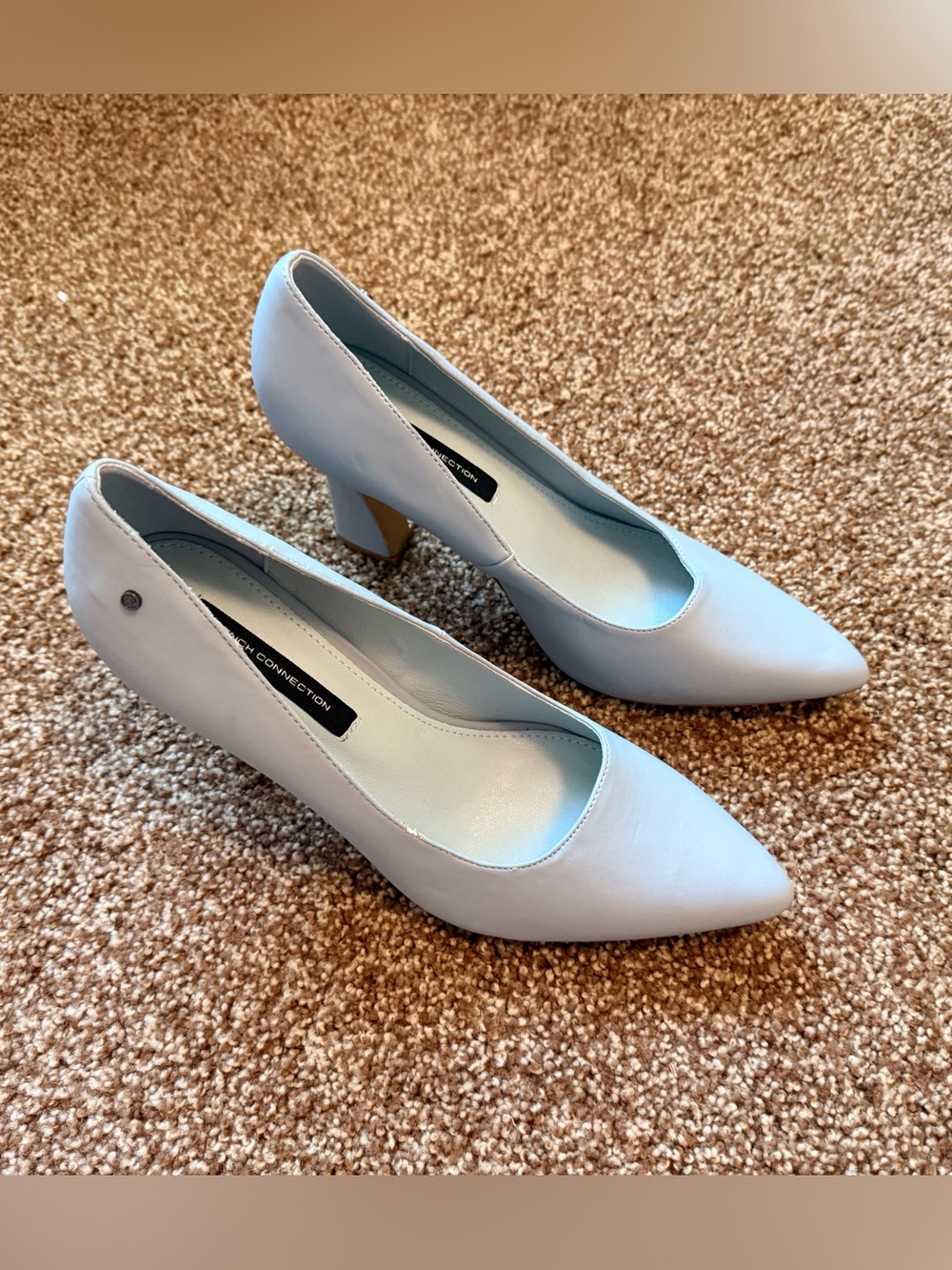 French Connection Light Blue Pointed Toe Mid Heel Pumps